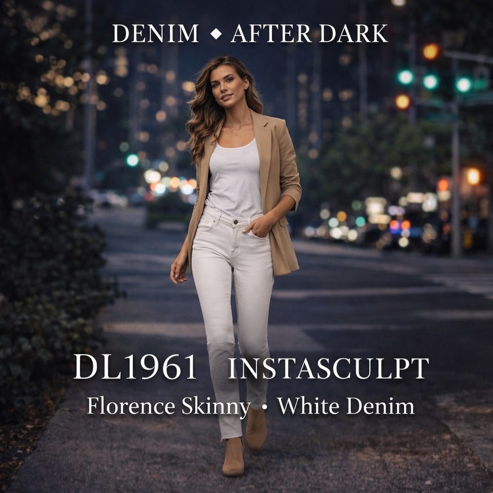 DL1961 Florence Instasculpt Skinny Jeans – White Stretch Denim | Size 27